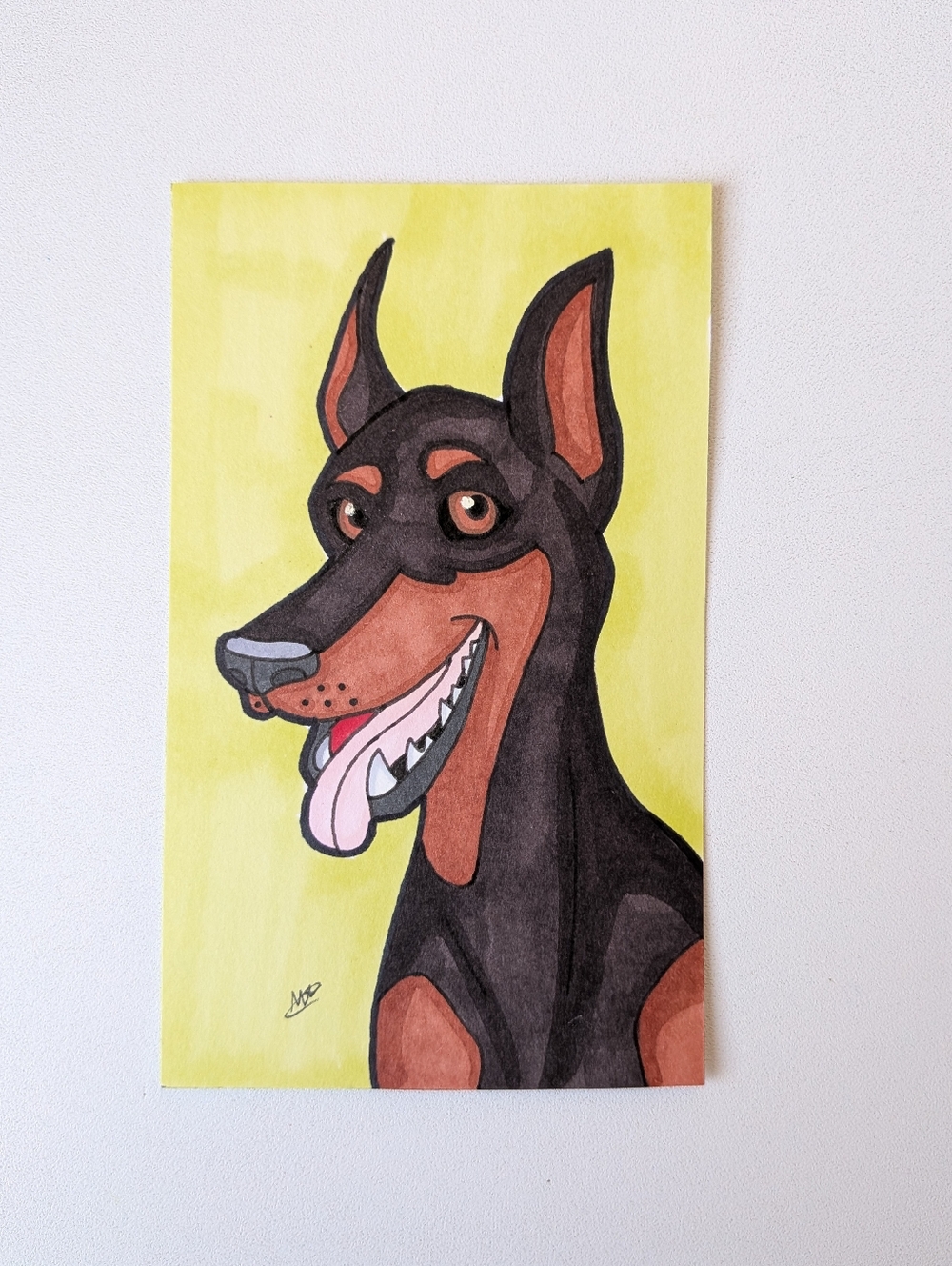 Original Doberman Pinscher Pet Portrait 3×5 Marker Illustration By Mattoodles